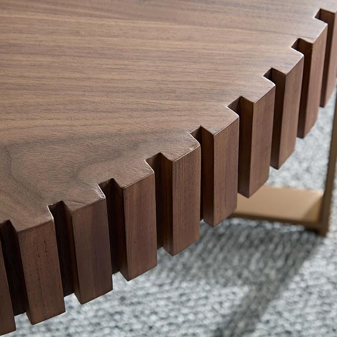 Walnut Round Coffee Table for Living Room, 31.5" Modern Handcraft Drum Coffee Table, Circle Wood Side Table End Table Accent Center Table, Small Coffee Table with Sturdy Pedestal, Walnut