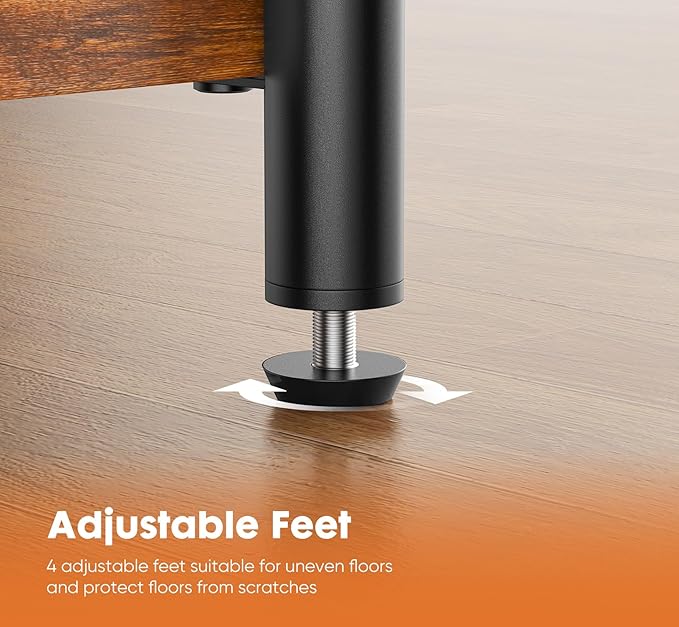 Sweetcrispy 3-Tier End Table with Adjustable Feet, Side Tables, Small Nightstand, 1-Pack for Bedroom, Living Room, Office, Brown