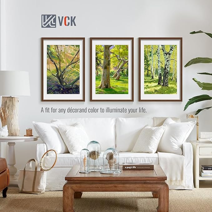 VCK 20x30 Poster Frame 2 Pack - Brown, High-End Wood Picture Frames with Polished Plexiglass, Display 16x24 Photo with Mat or 20x30 without Mat, Art Gallery-Quality, Wall Hanging, Brown