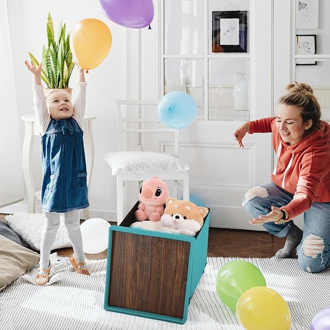 Storage Ottoman - Foldable Footstool with Storage, Square Tray, Coffee Table Lid, Light Green