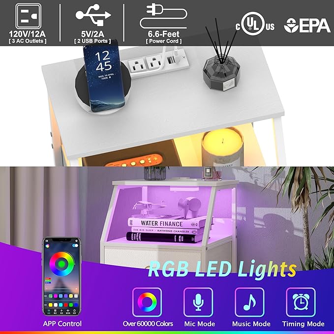 Tohomeor Dresser with Fabric Drawers Nightstand with 2 Tier Shelf Storage Tower for Bedroom Hallway Entryway Closet Organizer Sofa Beside Table Furniture (White, 5 Drawers)