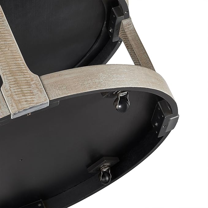 40inch Large Curved 2 Tier Traditional Round Circle Wooden Center Coffee Table,Rounded Table with Wheels,Farmhouse Rustic Style Table for living Room,Office,Apartment,Light Brown(ø40'' x 17.52'')