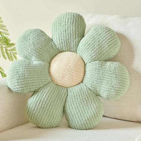 Xuyier Flower Shaped Throw Pillow,Soft Daisy Pillow with Decorative Pillows for Bed Couch Chair Floor, Flower Plush Pillows for Living Room Bed Room Seat Cushion(19.6" Light Green)