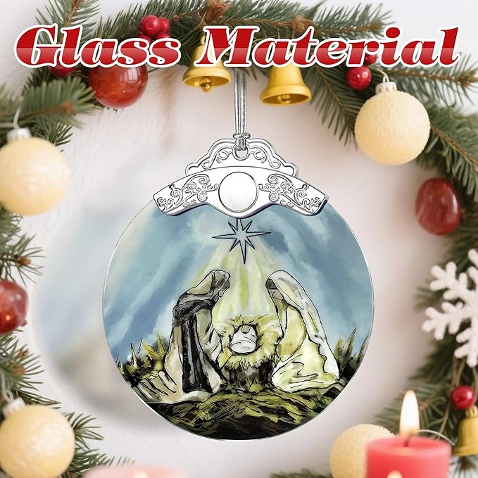 Stained Glass Nativity Ornament, Religious Christmas Ornaments, Christmas Decorations for Tree, Holiday Ornament, Christian Gifts, Religious Gifts, Gift Ideas & Xmas Gift