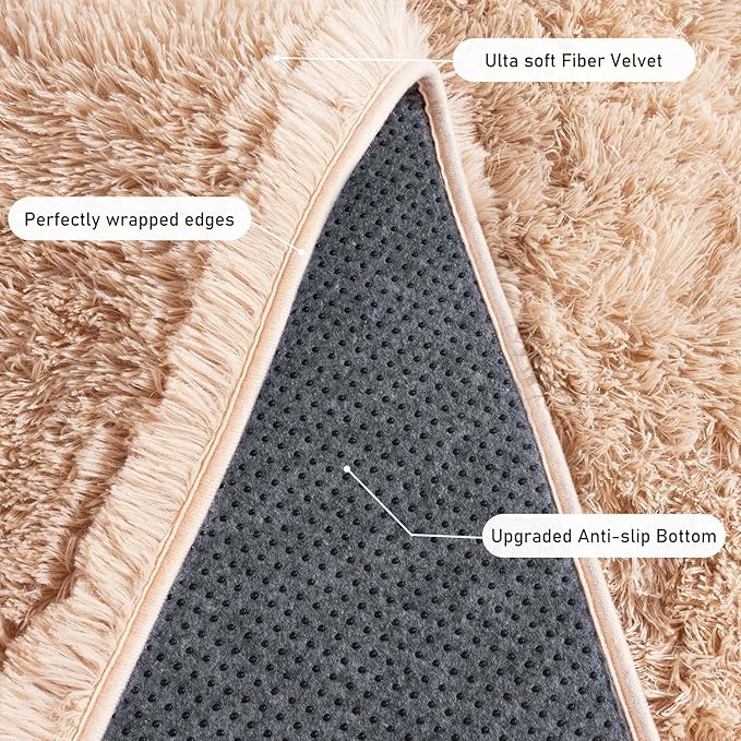8x10 Area Rug for Living Room, Ultra Soft Large Shag Rug for Bedroom, Upgrade Non-Slip Plush Modern Fluffy Carpet for Kids Boys Girls Room Home Decor Aesthetic, Camel