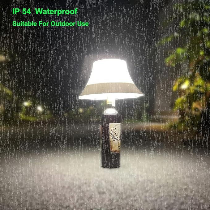 LED Wine Bottle Table Lamp, Wireless Rechargeable, Touch Control, 3 Color Modes, Adjustable Brightness, Waterproof, for Dining Room/Bedroom/Bar/Restaurant