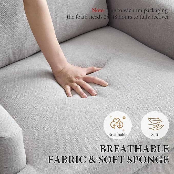 Bezseller Modern Accent Chair, Upholstered Reading Armchair with Wood Legs, Mid-Century Leisure Comfy Single Sofa Chair for Living Room, Bedroom, Home, Office, Light Grey