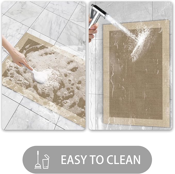 Ultra Thin Door Mat Indoor Entrance, 1/10 in Thin Door Mats for Inside Entry, Non-Slip Rubber Backing Washable Doormat, Fade Resistant, Absorbent, Low Profile Dirt Trapper, 35"X24",Brown