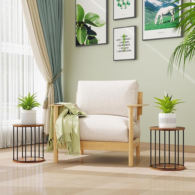 Plant Stand Indoor,small plant stool,Flower Pot Corner stand holder,Mid Century Heavy Duty Metal Tall Home Decor,Modern Round End Table,Small Rustic Display Stand for Living Room,Bedroom(Brown,2 Packs)