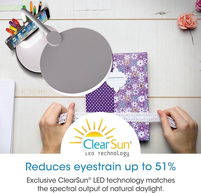 OttLite Rechargeable LED Lamp w/Phone Holder, Clearsun, White, Shipper