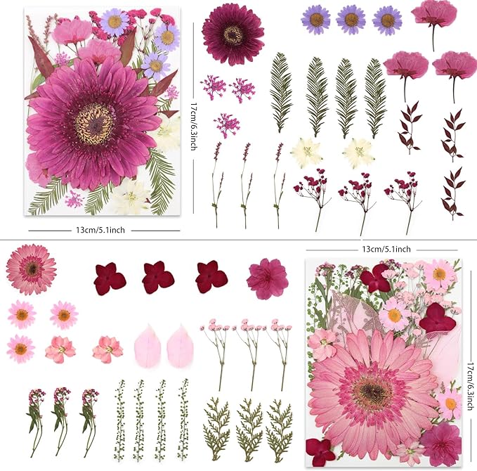 100 Pcs Large Dried Pressed Flowers for Crafts, Real Natural Flowers in Vibrant Colors for Resin, DIY Art, Jewelry & Soap Making – Tweezers Included