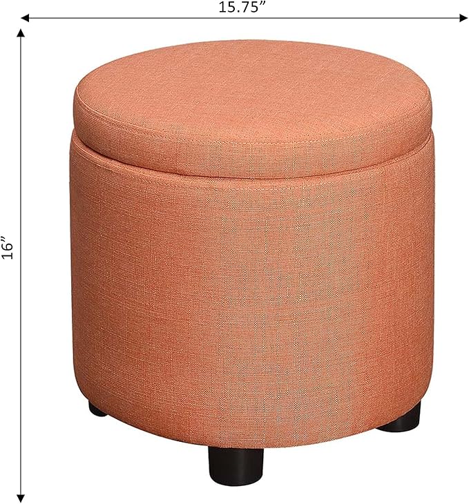 Designs4Comfort Round Accent Storage Ottoman with Reversible Tray Lid