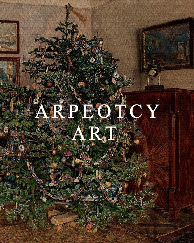 ARPEOTCY Vintage Framed Wall Art, 8x10in, Antique Winter Christmas Tree Canvas Wall Decor Paintings for Living Room, Rustic Country Holiday Prints for Bedroom Bathroom, Gifts