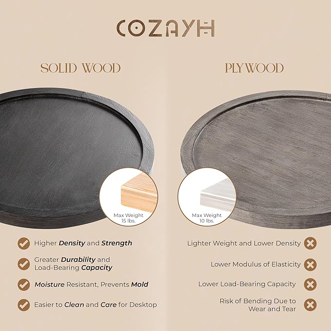 Pedestal Small Drinking Table, Farmhouse Tray Top End Table, Distressed Finish, Black Top on Aging White Frame