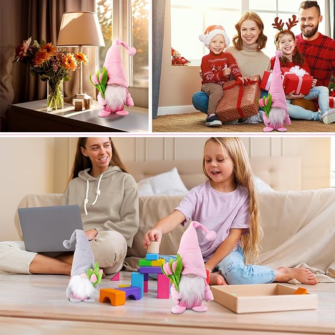 Gnome Plush Decorations,15 inch Gnomes Decorations for Home,Christmas Gnomes Plush Table Decoration Gnome Gifts for Women Christmas Gnome Decor Gifts,Pink