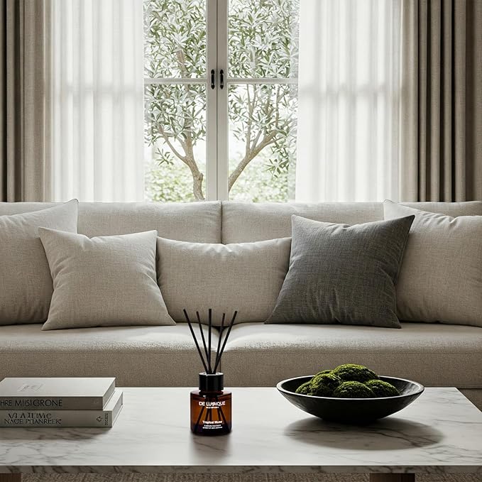 Reed Diffuser for Bathroom Bathroom Diffuser with Sticks – Essential Oil – Long Lasting – Tropical Muse Scent with Rose, Oakmoss, Peony, and Freesia – 50ml