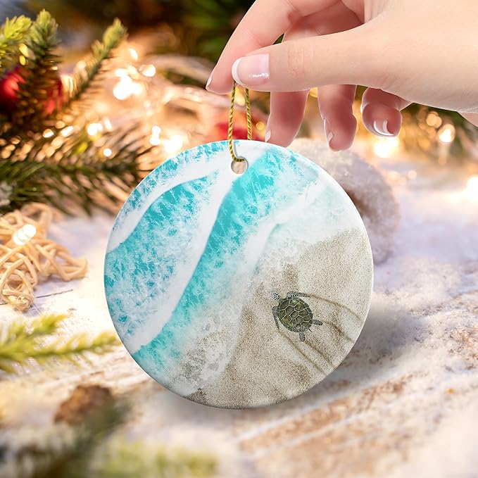 Sea Turtle Christmas Ornaments 2025 Sea Turtle Ornament Holidays Ornaments Beach Christmas Tree Ornaments Hanging Accessories Navidad decoracion Xmas Gifts for Home Indoor Outdoor Decor