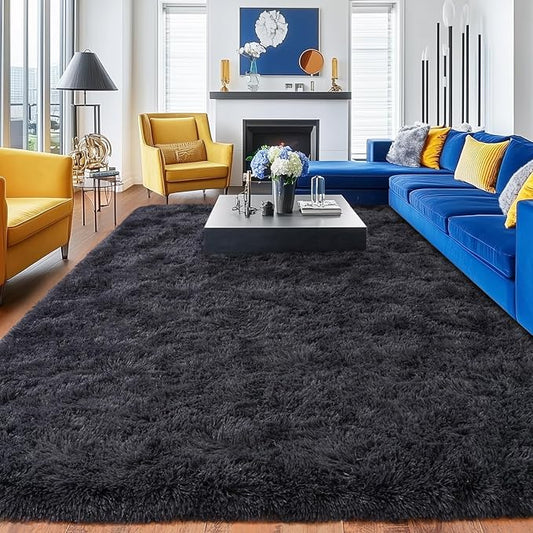 Rugs for Living Room 6x9, Soft Shaggy Modern Shag Area Rug for Bedroom, Upgrade Non-Slip Plush Fluffy Carpet for Kids Boys Girls Room Home Decor Aesthetic, Charcoal Gray