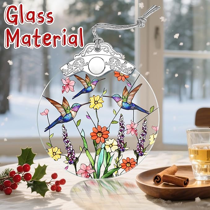 Stained Glass Hummingbird Ornament: Christmas Decorations, Ornaments for Christmas Tree & Holiday Ornaments – Holiday Presents, Gift Exchange Ideas & Keepsake Gift for Family, Coworkers & Friends