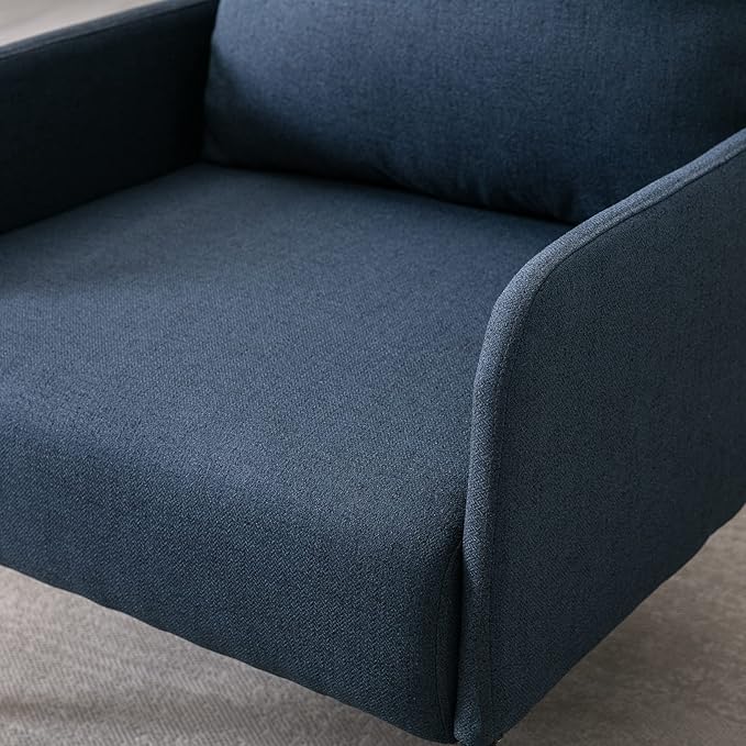 Linen Fabric Living Room Accent Chairs Bedroom Single Sofa Chair, Upholstered Reading Arm Chair Modern Couch w/Comfy Pillow for Waiting Room/Apartment/Dorm, Blue