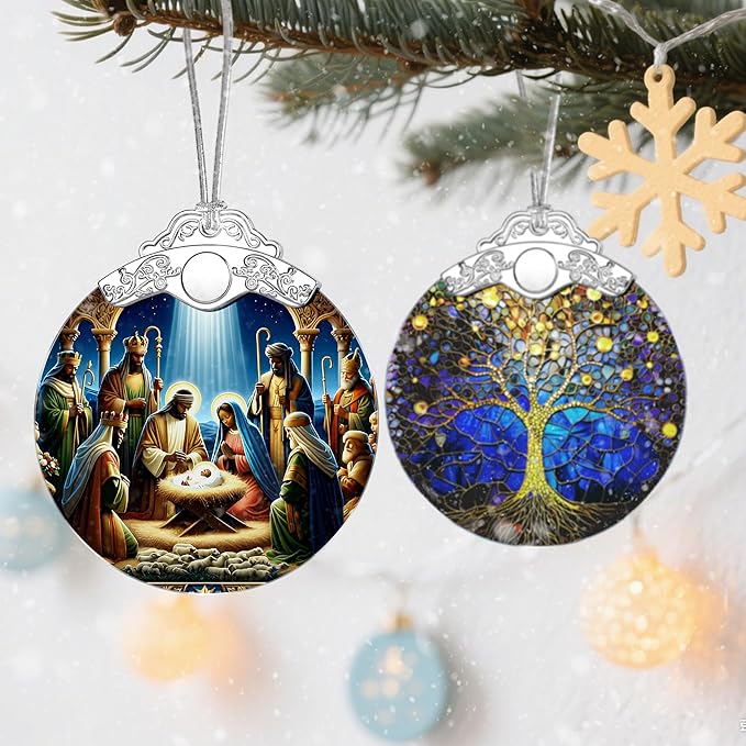 Nativity Scene Christmas Decorations - Religious Christmas Ornaments | Xmas Tree Ornament | Christian Home Decor – Religious Gifts | Christian Gifts | African American Xmas Gift