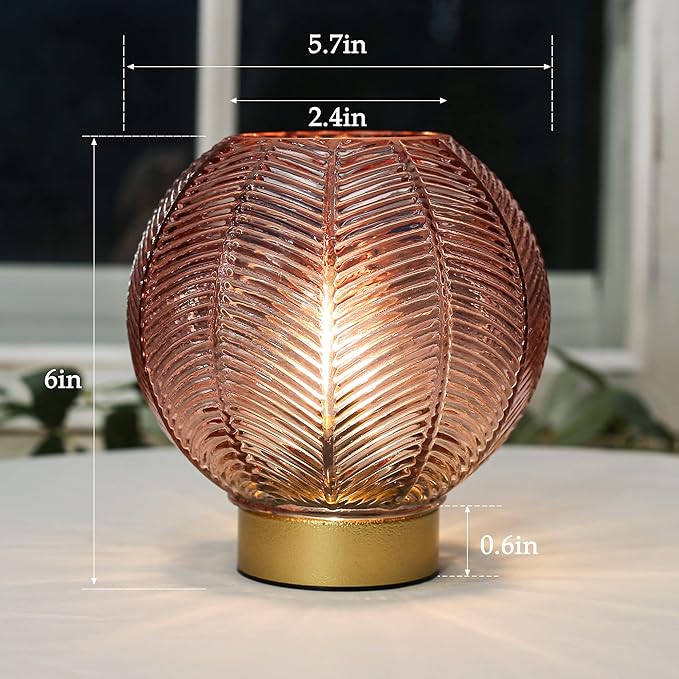 Battery Powered Lamp, Cordless Table Lamps Battery Operated Lamp for Bedside Nightstand, Small Lamps for Living Room Decorative Table Bedroom-Red