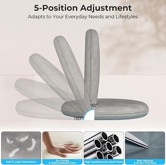 Floor Chair, 5-Position Foldable Floor Chair for Kids with Adjustable Back, Soft Sponge & Velvetean Cover, for Adults and Kids, Indoor Outdoor Use, Meditation, Gaming, Camping (Gray)