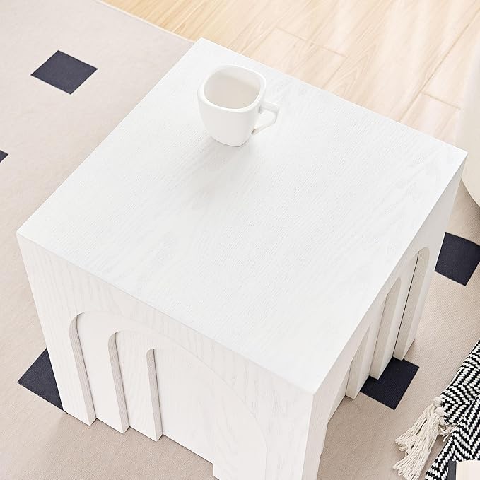 15.74'' Square Coffee Table for Living Room, Minimalist Coffee Table Modern Coffee Table, Tea Table Side Table End Table Small Coffee Table Accent Table Bedside Table for Apartment Office,White