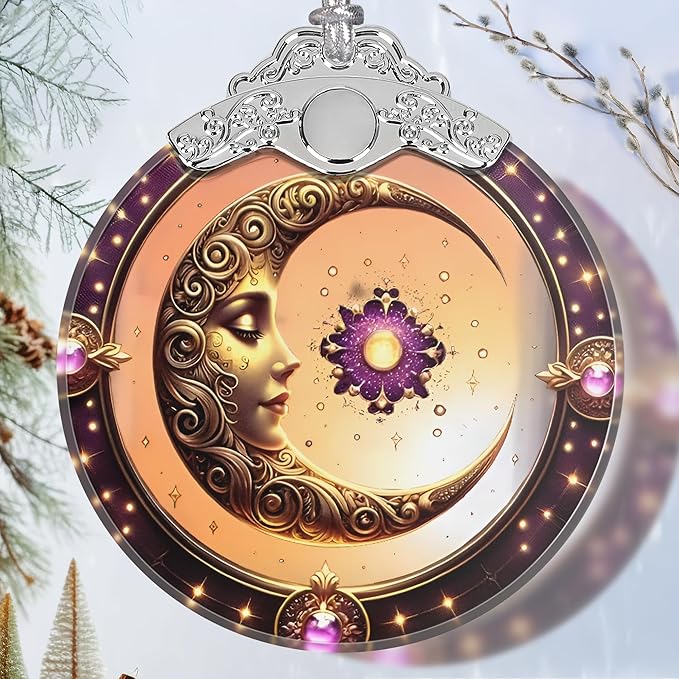 Sun and Moon Stained Glass Orament - Christmas Ornament - Christmas Decorations for Tree - Holiday Present ldeas - Gift Exchange