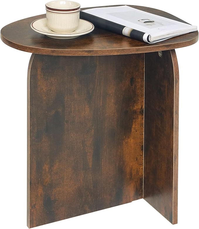 AWASEN Side Table, Small Triangle End Table Living Room, Modern Accent Table with Unique Tabletop, Mini Bedside Table for Small Spaces, Rustic Brown