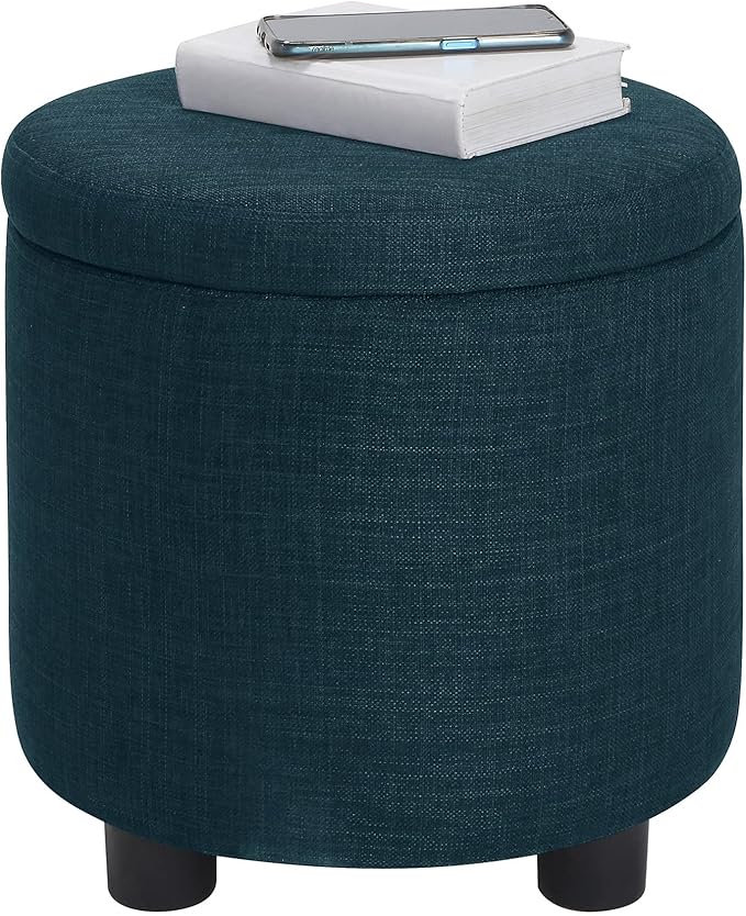 Designs4Comfort Round Accent Storage Ottoman with Reversible Tray Lid