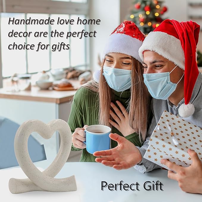 Heart Sculpture Home Decor - Love Line Modern Aesthetic Statue - Unique Ornaments Decorations for Living Room, Coffee Table, Bedroom, Shelf - Romantic Gifts for Lover