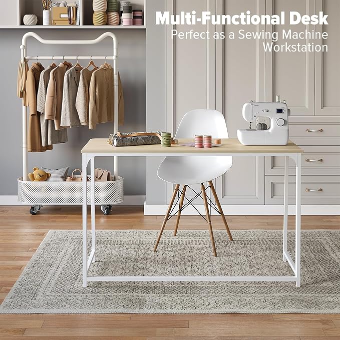 WOHOMO Folding Desk, Small Foldable Desk 47.2" for Small Spaces, Space Saving Computer Table Writing Workstation for Home Office, Easy Assembly, Oak