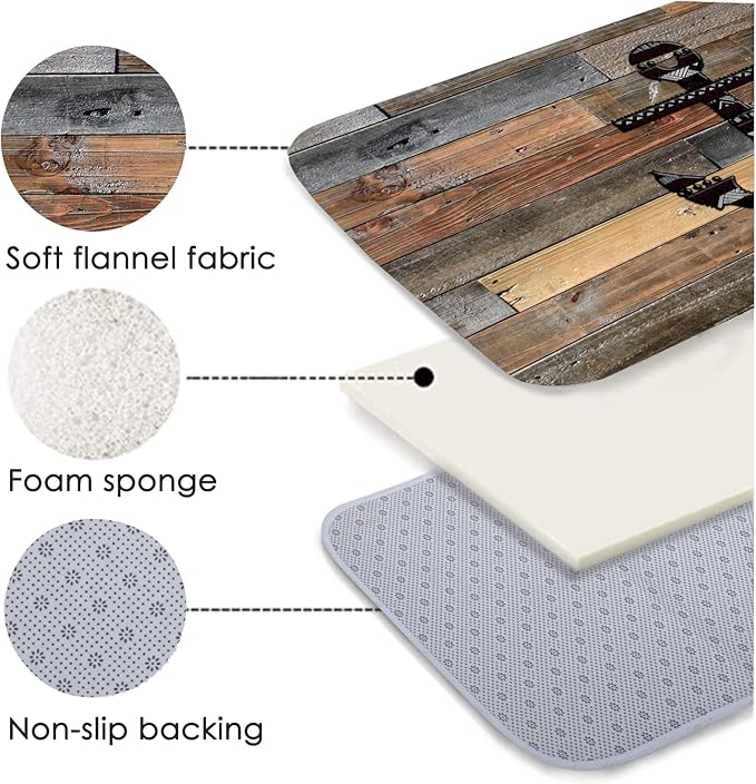 Bath Rugs Sponge Foam Absorbent Soft for Bathroom and Kitchen (30 x18 inches),Flannel Mat Non Slip Bright 3D Print for Bedside and Living Room(Old Wooden Plank Anchor)