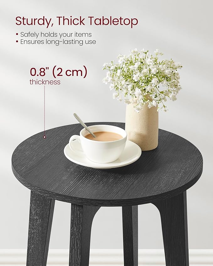 VASAGLE MAEZO Collection - Side Table, 2-Tier Small Round End Table, Nightstand with Tapered Legs, Curved Transitions, for Small Spaces, Living Room, Bedroom, Charcoal Gray ULET283T22