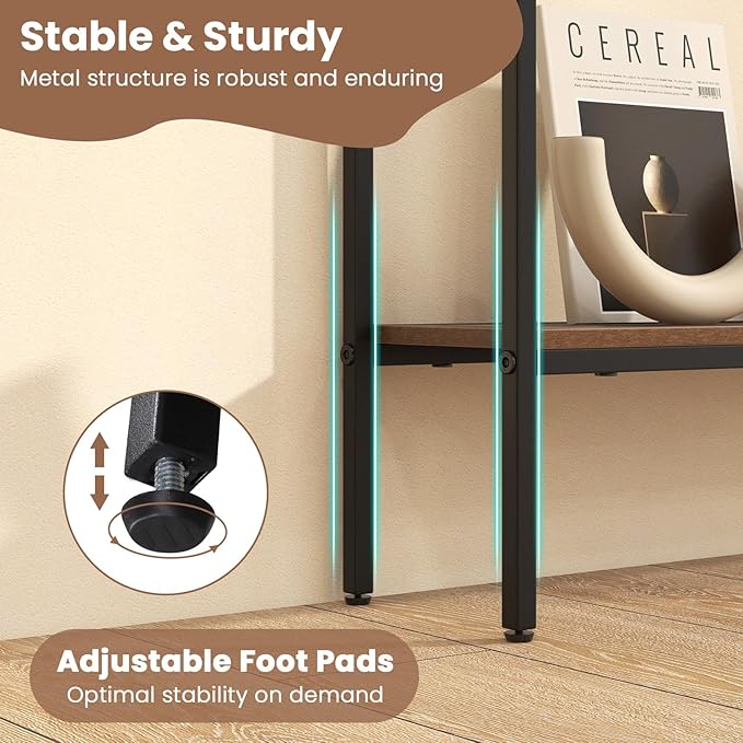 Giantex 2-Tier Console Table with Shelf, 44" Narrow Entryway Table w/Dual Anti-Tipping Kits & Metal Frame, Long Sofa Table, Slim Hallway Table for Living Room, Entrance, Corridor, Foyer