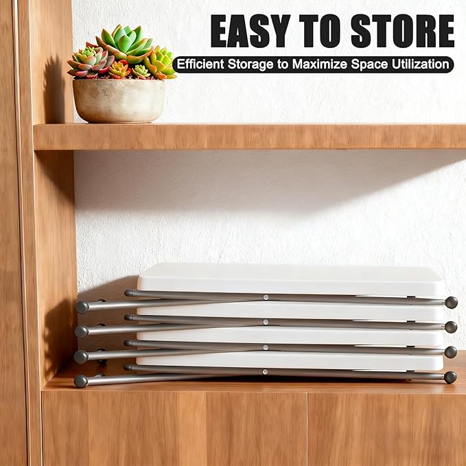 ZenStyle 3 ft Adjustable Folding Table, Indoor Outdoor Portable Plastic Dining Card Table Utility Table for Camping Dining Event Party, White (Rectangular, 30"x20")