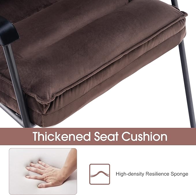 MCombo Modern Accent Chair, Velvet Club Chair, Upholstered Armchair for Small Space, Living Room & Office Reception, Fabric 4747 4750 (Chair, Brown)