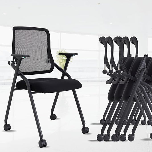 8 Pack Stackable & Foldable Conference Room Chairs with Lumbar Support, Armrest - Ergonomic Mesh Bouncing Back for Office Meeting, Conference, Reception and Training Room Chair