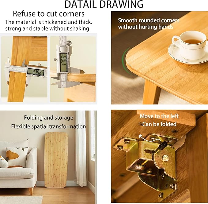 Coffee Table Foldable Mid Century Desk TV Stand with Open Storage Shelf Center Table for Living Room Furniture RV No Assembly, Natural (31.5IN)