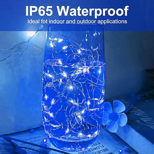 Blue Led Fairy Lights Battery Operated, 12 Pack LED Mini String Lights, 7FT 20LED Silver Wire Firefly Starry Moon Lights for DIY Fairy String Light for Gender Reveal Party Wedding Christmas Decor