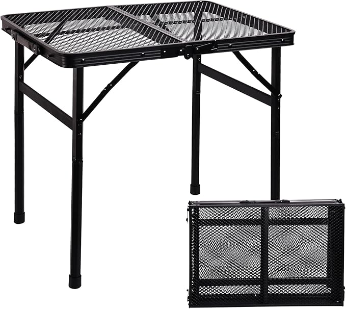 23”L×15”W×22”H Small Metal Folding Table, Camping Grill BBQ Side Table for Outdoor Garden Patio Yard- Portable Lightweight, Compact Grill Stand