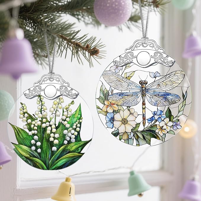 Stained Glass Dragonfly Ornament: Christmas Decorations, Ornaments for Christmas Tree & Holiday Ornaments – Holiday Present, Gift Exchange Ideas & Elegant Keepsake Gift for Family, Coworkers & Friends
