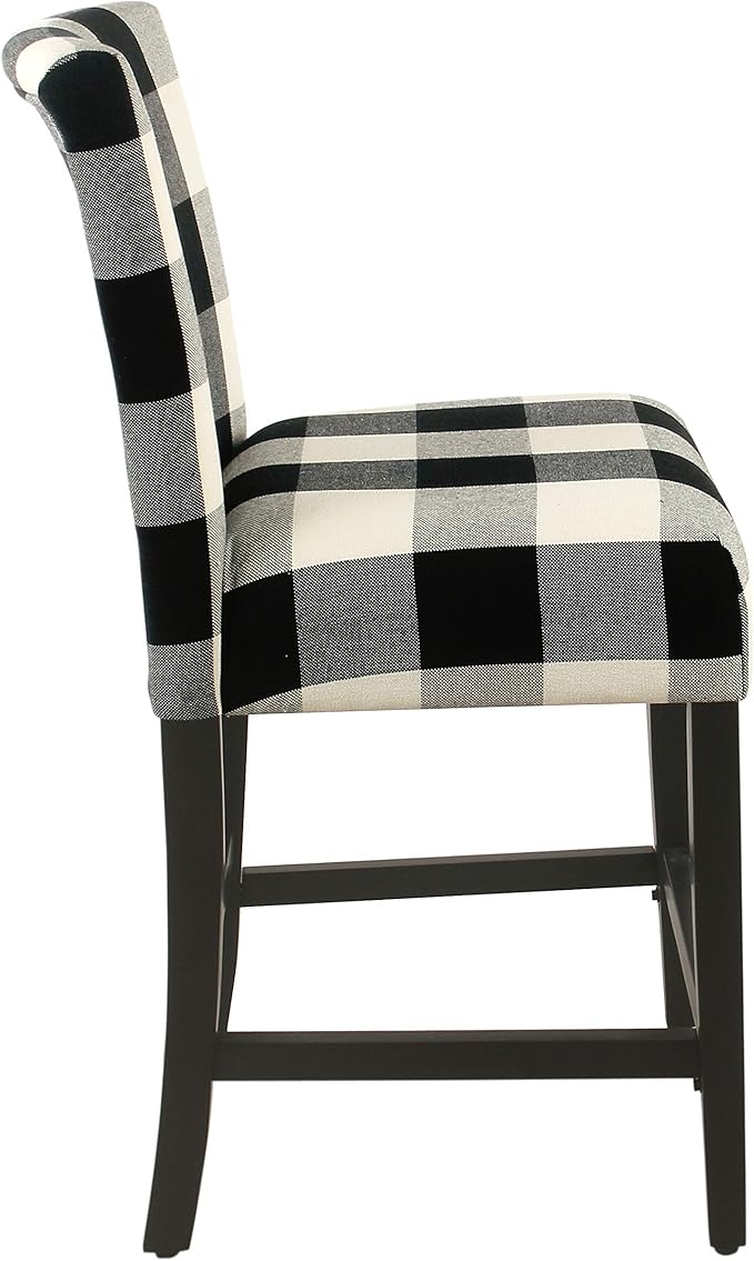 'HomePop by Kinfine Fabric Upholstered Counter Height Barstool - 24-inch, Black and Cream Geometric
