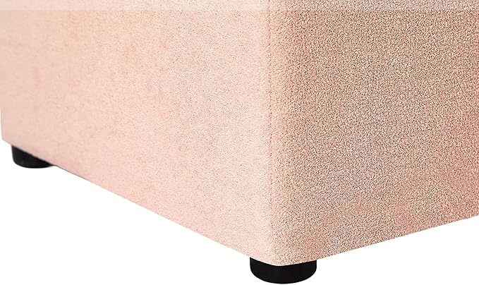 Adeco 17" Pink Storage Ottoman Cube with Tray Lid, Small Footstool with Storage, Square End Table for Living Room & Bedroom (Pink with Tray)