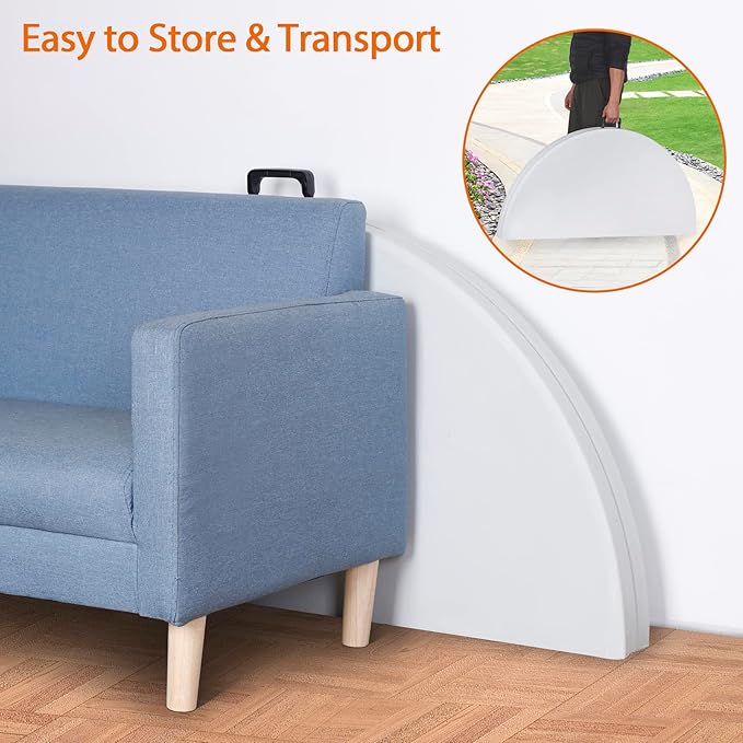 ZenStyle Folding Table, Indoor Outdoor Portable Plastic Dining Card Table Utility Table for Camping Dining Event Party, White (Round, 48"x48")