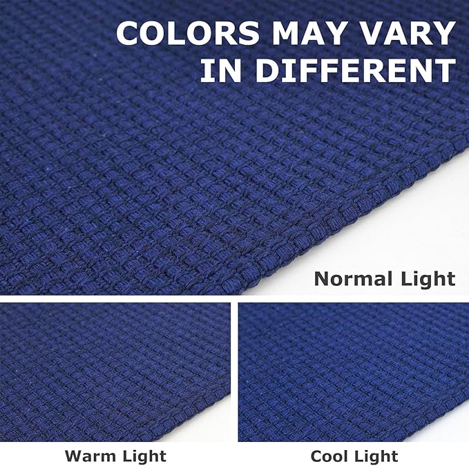 IOHOUZE Washable Area Rug 3x5 Non Slip Woven Rugs for Entryway Rugs Indoor Outdoor Doormat Throw Rug Floor Carpet for Entrance Kitchen Living Room, Royal Blue/Navy