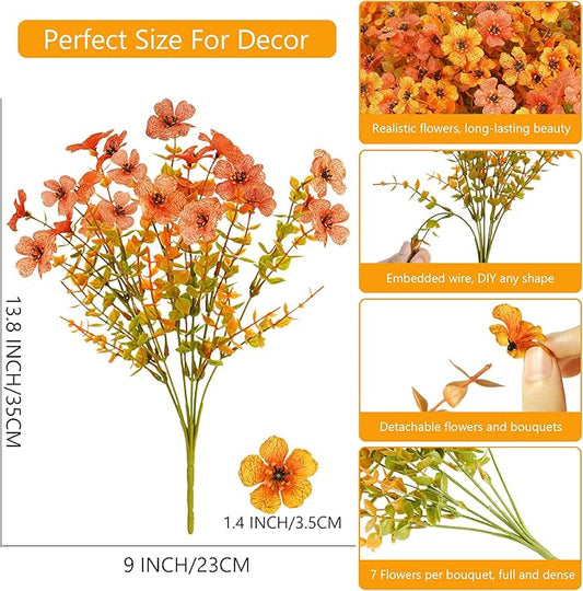12 Bundles Artificial Flowers for Outdoor Indoor Fall Flowers Home Decoration,Fake Mums Silk Daisy Flower Plant for Outside,Plastic Flowers UV Resistant Faux Mums for Garden Patio Balcony Autumn Decor