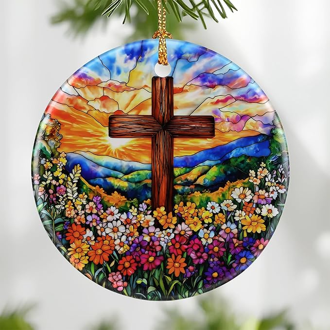 Cross Ornament: Christmas Ornaments, Religious Christmas Decorations for Tree, Catholic Ornament & Christian Holiday Decor | Religious Cross Gifts, Christian Gifts - Design A