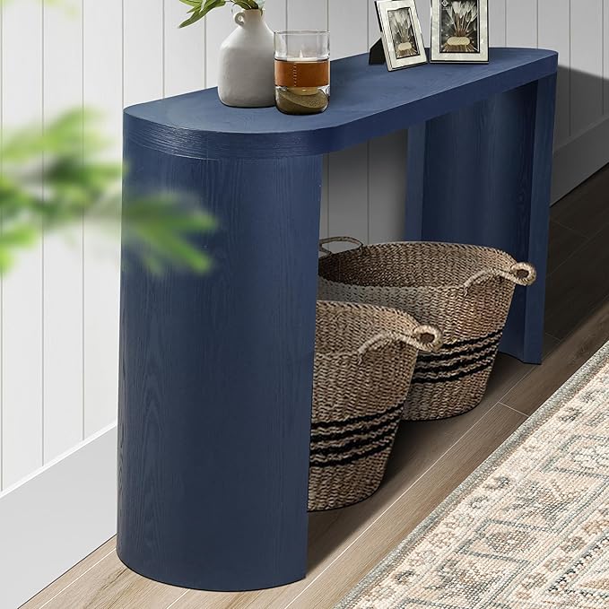 kevinplus 60'' Modern Console Table Sofa Table Entryway Table for Living Room, Contemporary Console Table Sofa Table Sturdy Construction, Curved Legs, Navy Blue